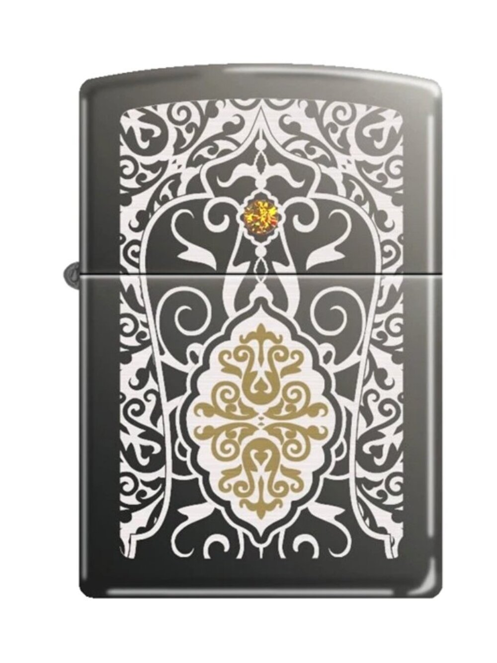 Filigree Engraved Topaz Swarovski Crystal Zippo Lighter